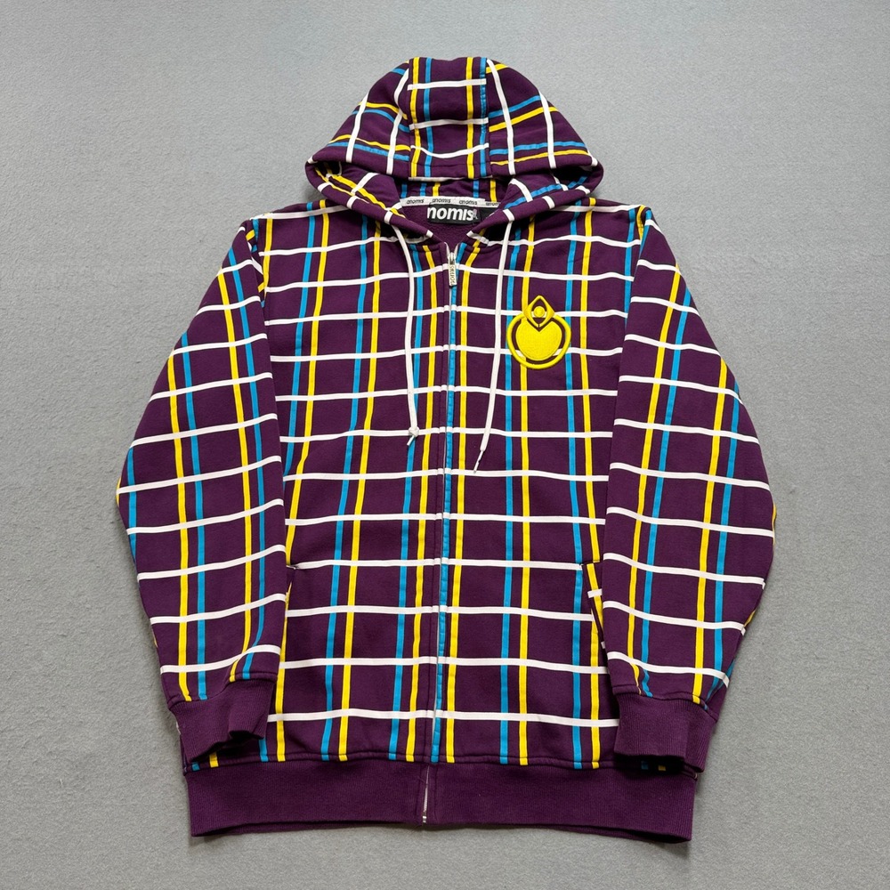 Vintage Nomis Hoodie Men's Large Purple Yellow Blue Plaid Snowboard Streetwear